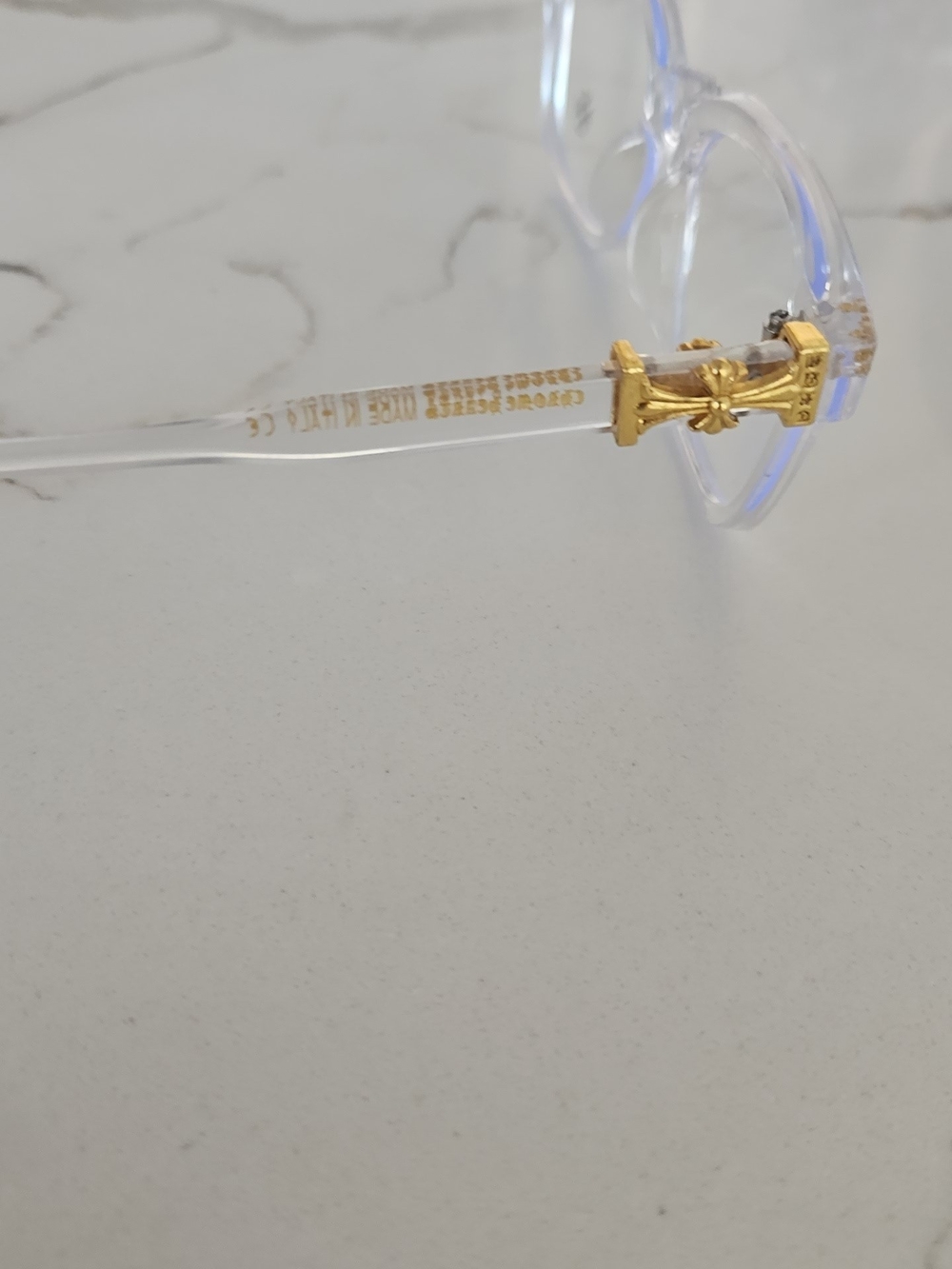 Chrome Hearts Clear Frame Glasses with Gold Floral Accents - Picture 4 of 4